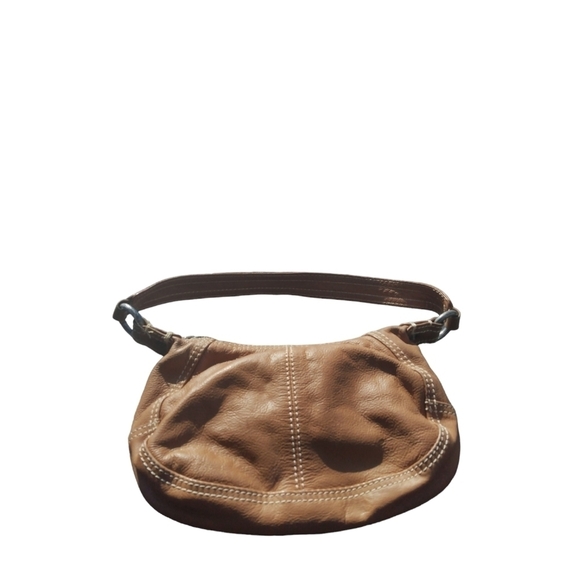 Vintage Wilson's Leather Tan-White Stitch Pocketed Magnetic/Zip Shoulder Purse - Picture 7 of 9